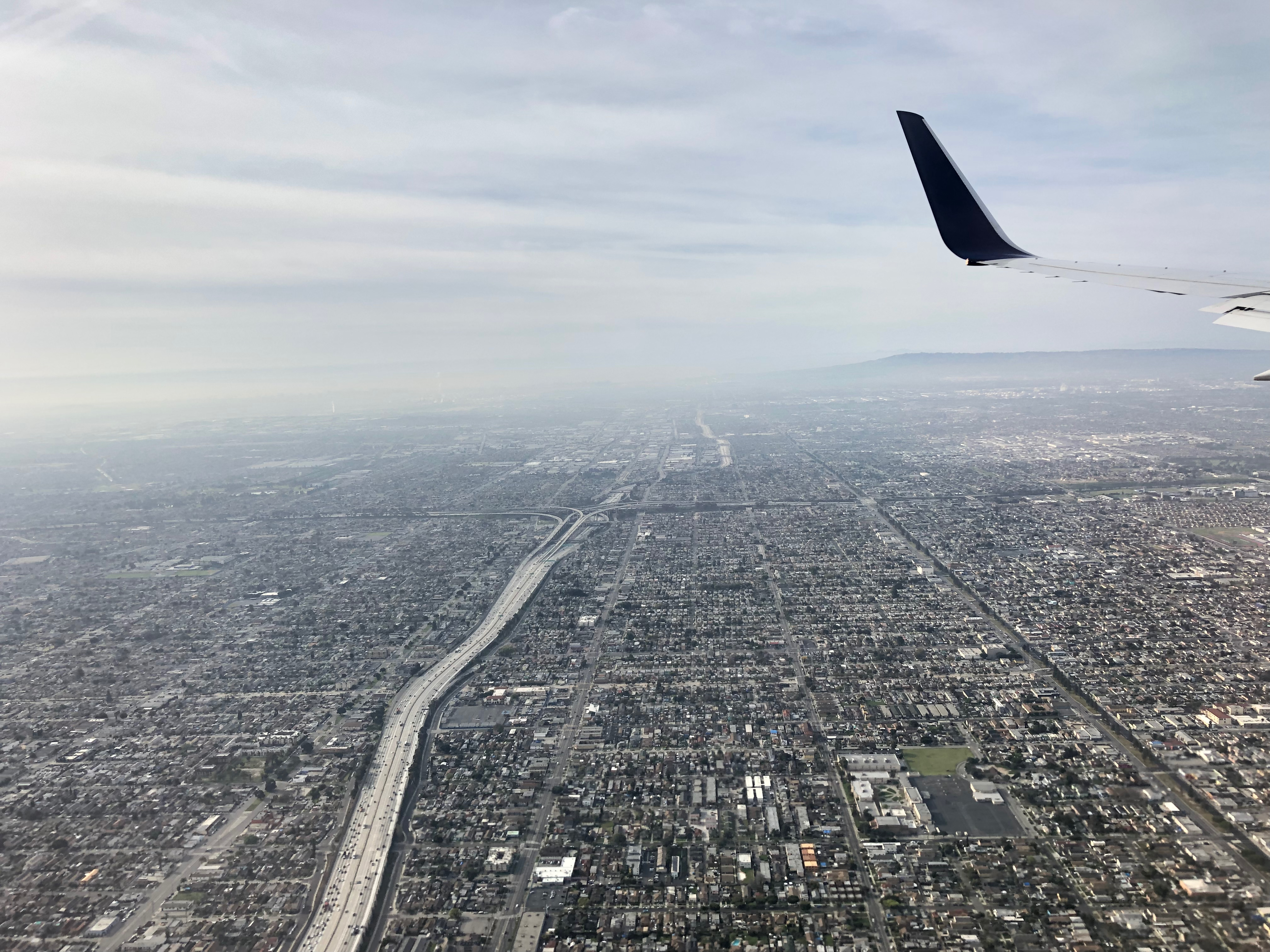 Blick aus dem Flugzug auf Los Angeles