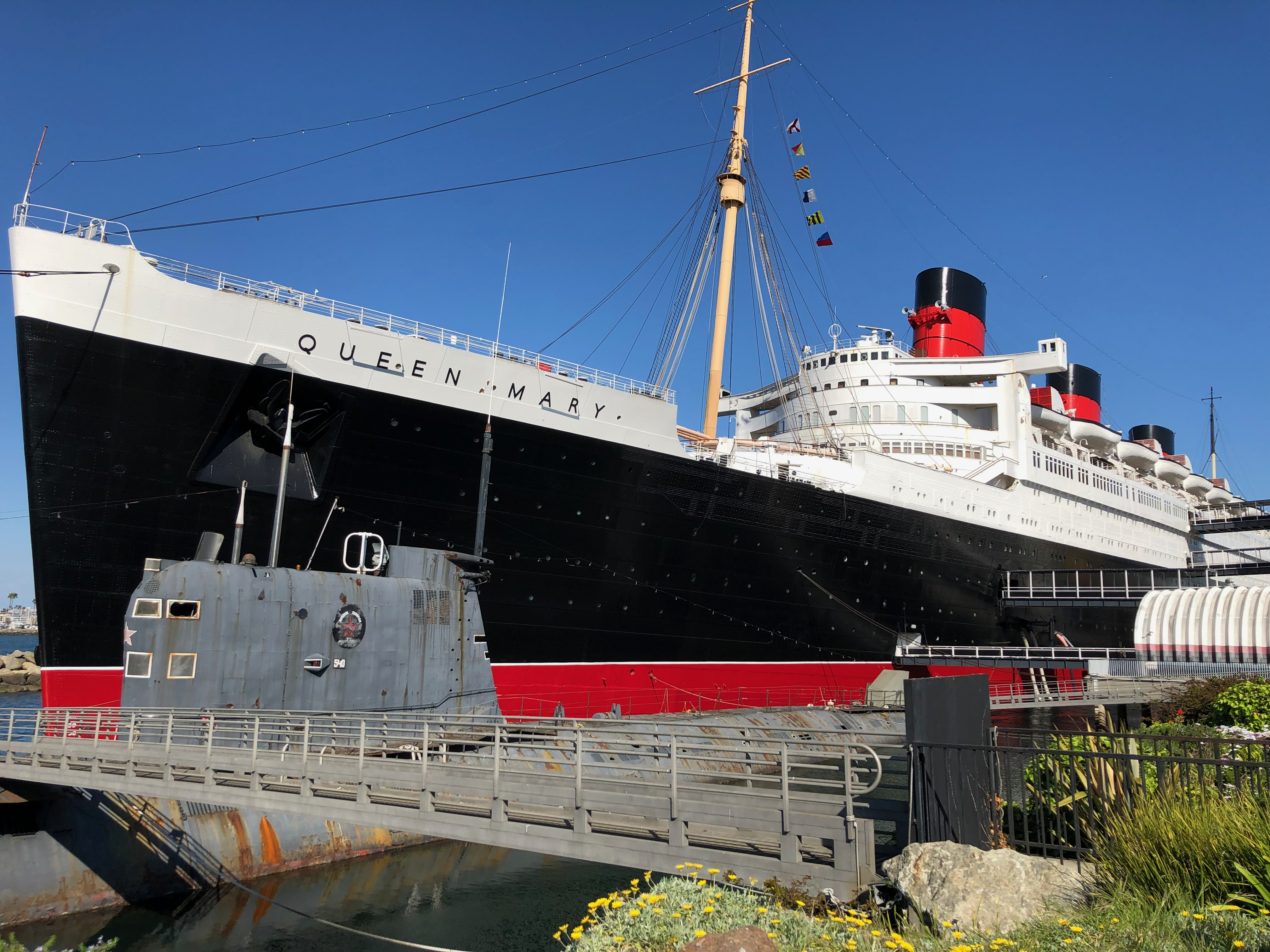 Blick auf die RMS Queen Mary