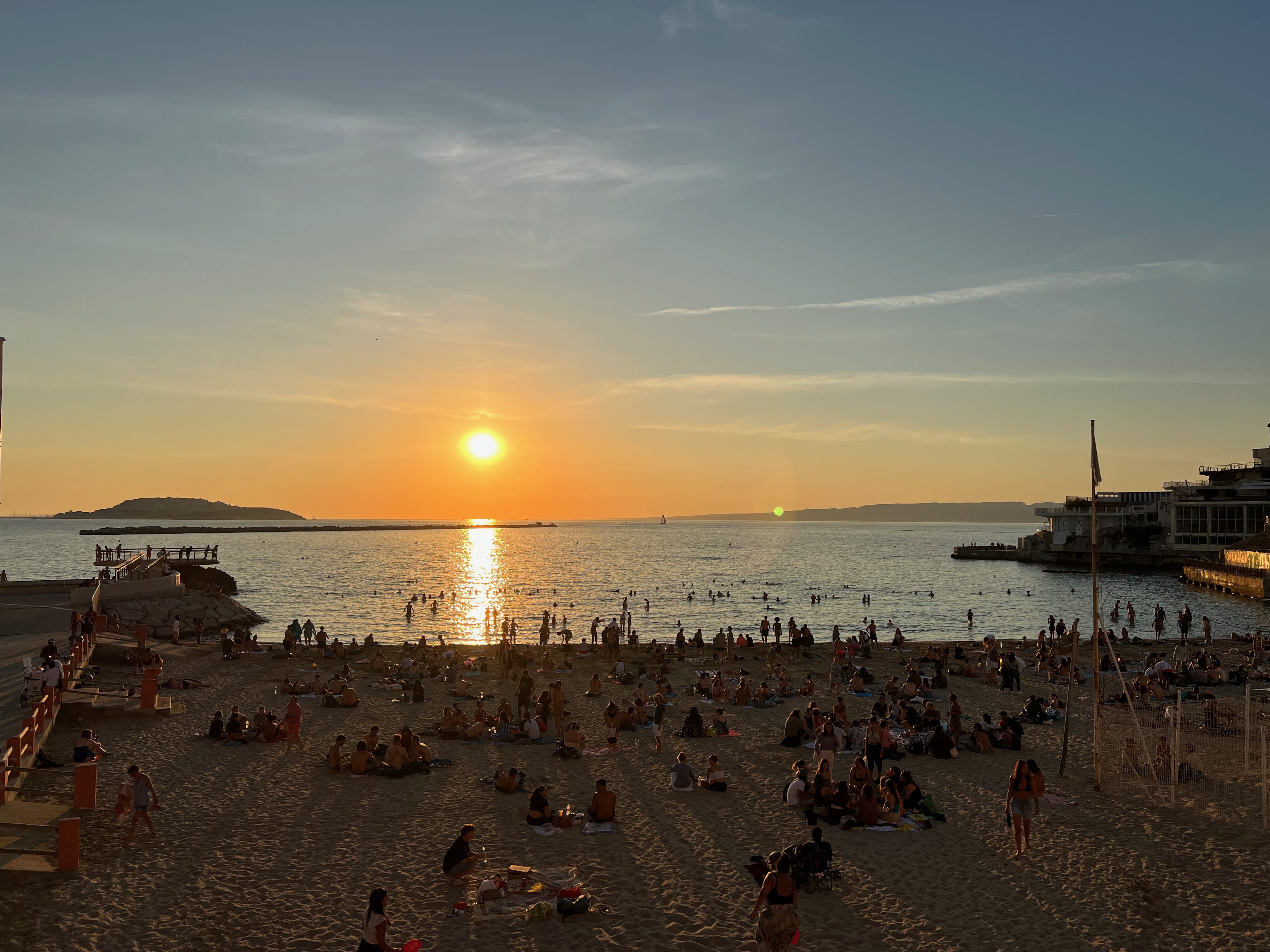 Sonnenuntergang am Plage des Catalans